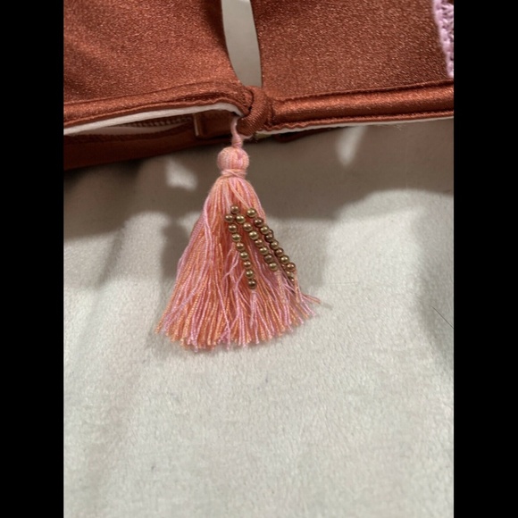NWT $30 Shade & Shore Copper Tassel Push‎ Up Triangle Bikini Top [ 38DD ] - Picture 8 of 12